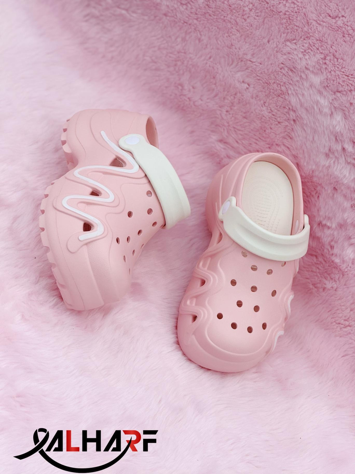 Pastel Pink Wave Height Crocs (3” Heel)