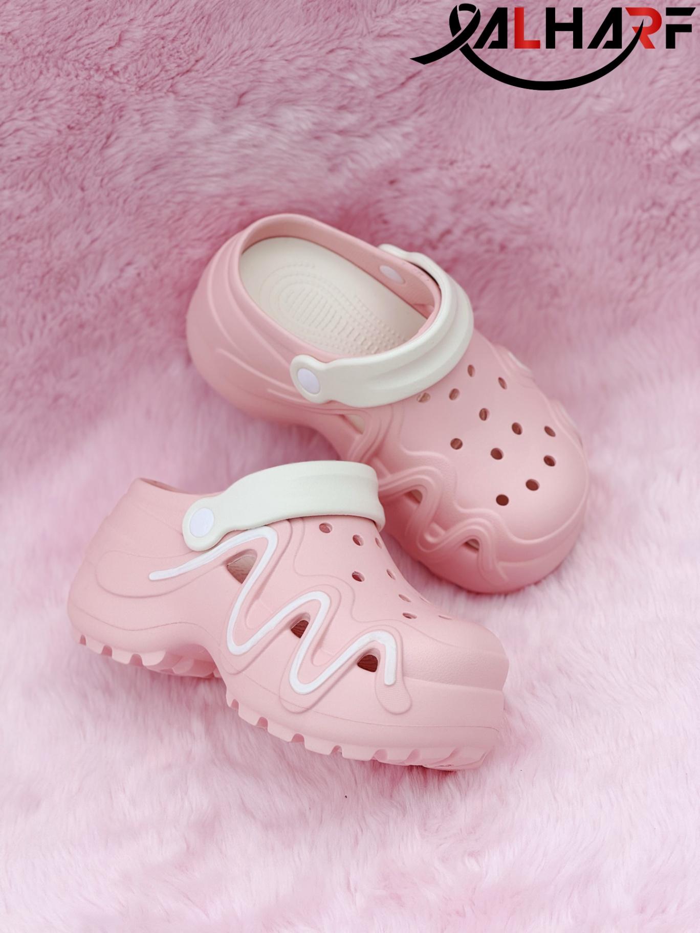 Pastel Pink Wave Height Crocs (3” Heel)